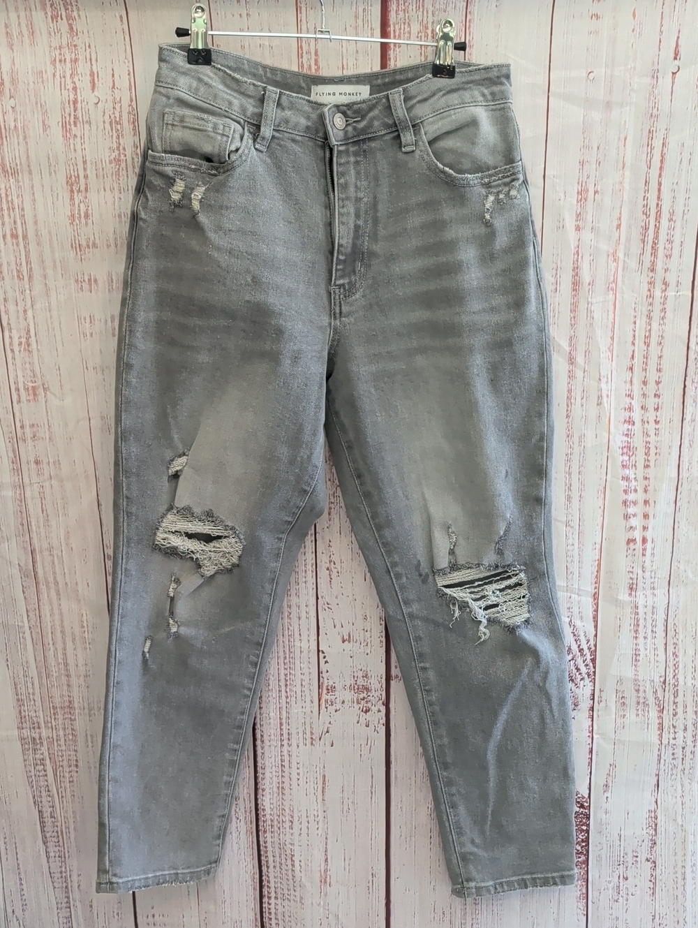 Flying Monkey Distressed Gray Boyfriend Jeans